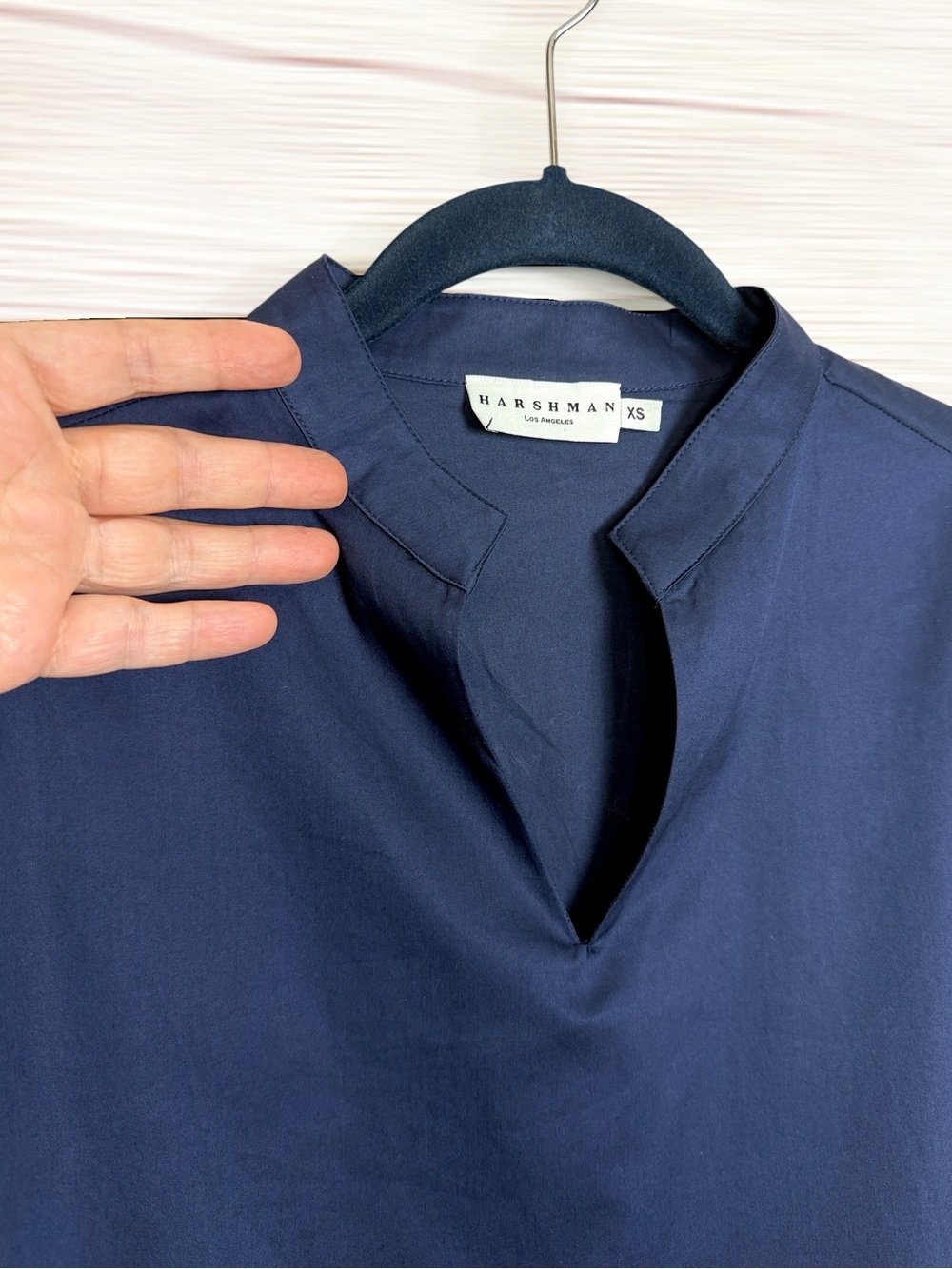 Harshman Popover Ellis Blouse Tunic XS Navy Blue Cotton French Cuff NWOT - Picture 5 of 12